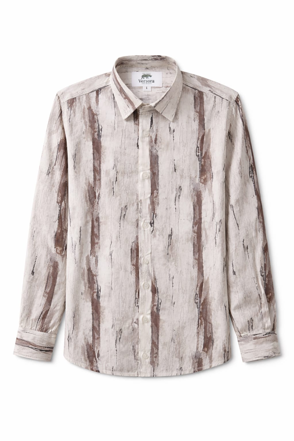 Beige & Brown Abstract Printed Cotton Shirt