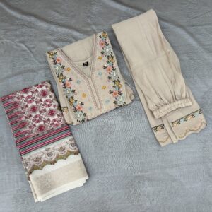 Beige Floral Printed Sharara with Printed Dupatta