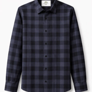 Grey and Black Regular Fit Checked Print Shirt