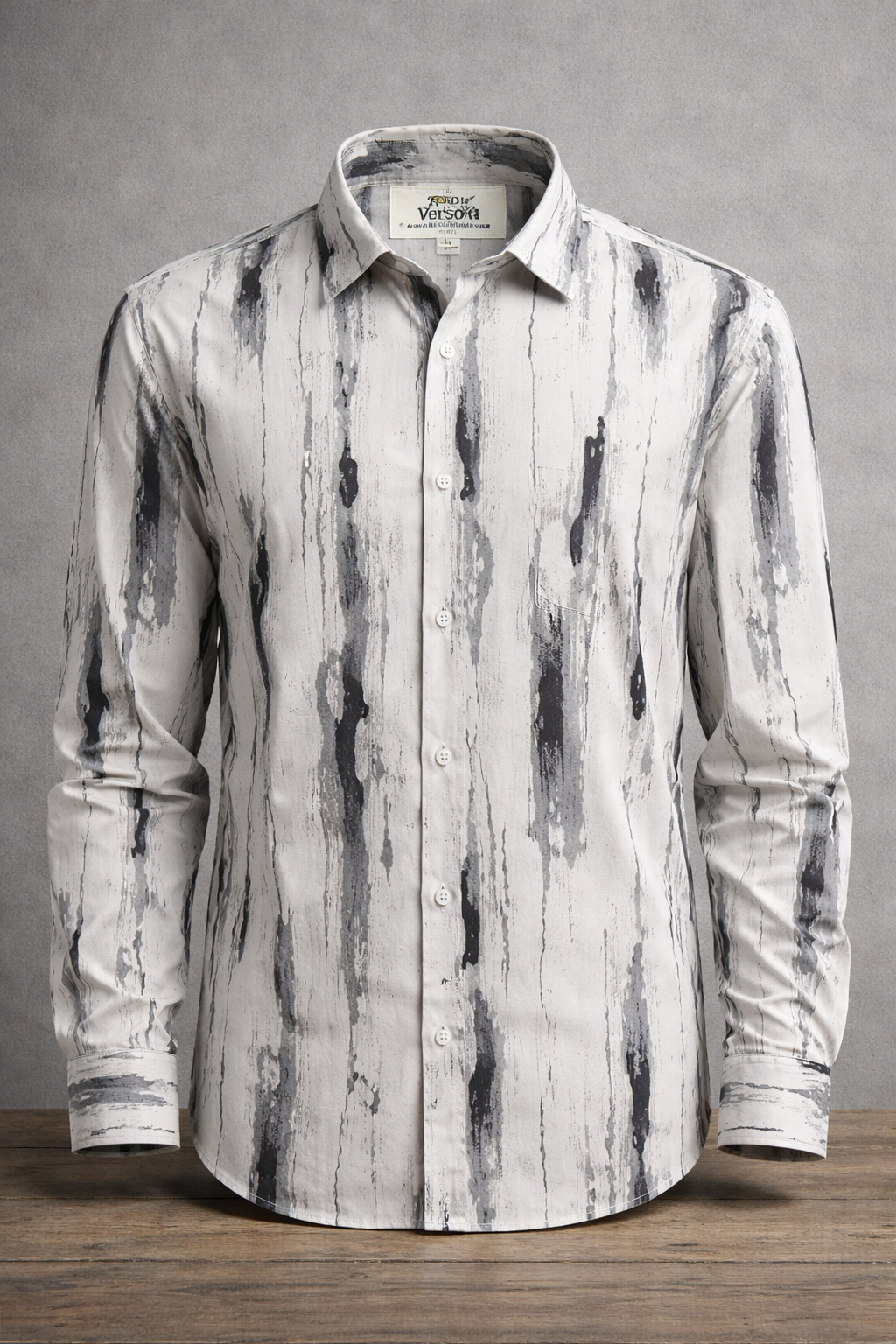 Beige & Black Abstract Printed Cotton Shirt